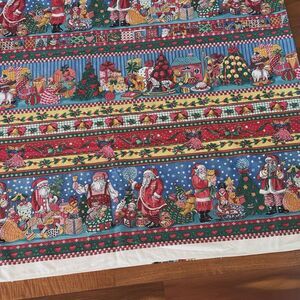 Vtg Sharon Kessler Concord Fabrics Christmas Morning Santa's Gifts Toys 1yd x 45